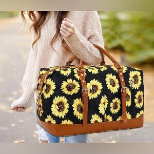 Sunflower Travel Bag with Tan Straps
